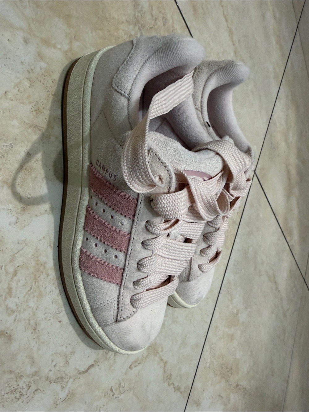 adidas Kids Campus Suede Sneakers in Pale Pink and Blush